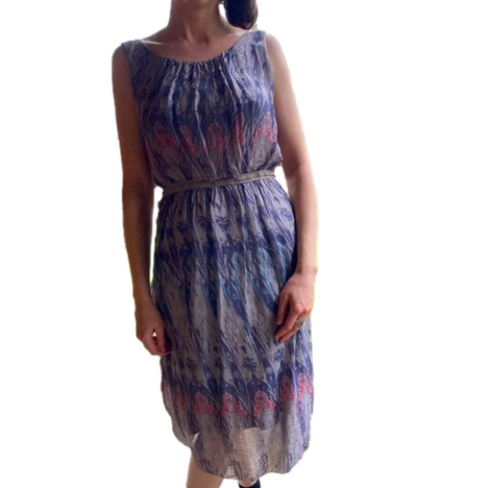GIUSY SILK PEACOCK DRESS - Size Small